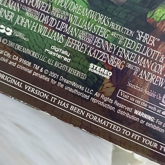 Vintage Y2K 2001 Original Shrek VHS Cassette Tape XL 1st Release Box Limited Edt - Picture 4 of 13